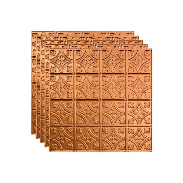 Acoustic Ceiling Products Fasade Traditional Syle # 1 - 23-3/4" x 23-3/4" PVC Lay In Tile in Polished Copper - PL5025 - main